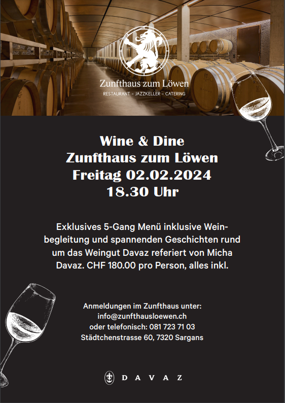 Wine+Dine Zunfthaus Sargans Davaz Wein Von Salis