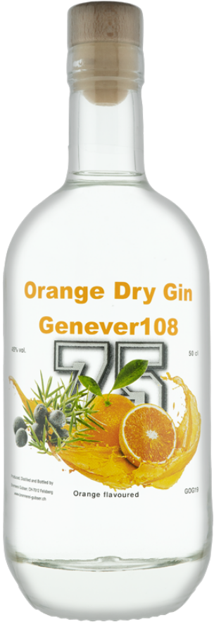 Brennerei Gubser Genever 108 Orange Dry Gin 45°, Schweiz, Graubünden, Felsberg