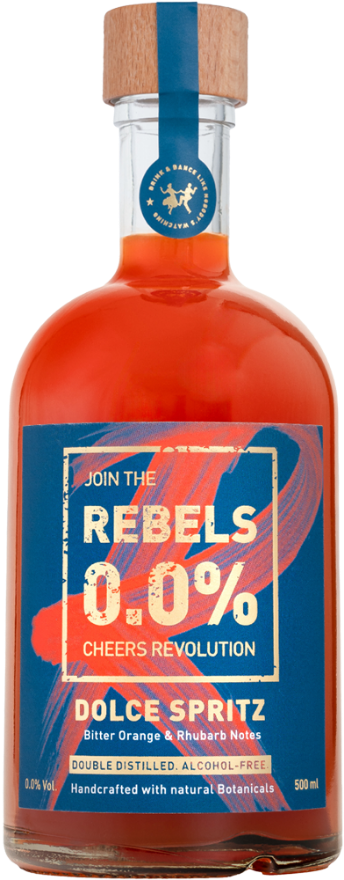 REBELS 0.0% Dolce Spritz Alternative, Schweiz, Doubel Distilled. Alcohol Free.