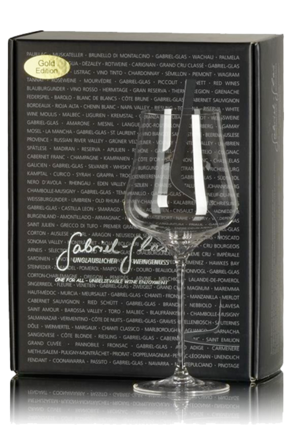 Wein-Glas René Gabriel GOLD 2er Designkarton, ca. 90 Gramm, mundgeblasen