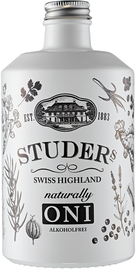 Studer's Swiss Highland naturally Gin ONI 0°, Alkoholfreier Gin, Schweiz
