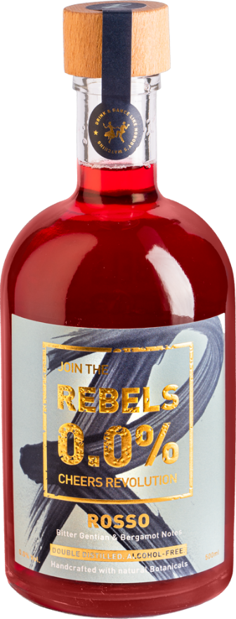 REBELS 0.0% Rosso, 50cl, Schweiz, Doubel Distilled. Alcohol Free.