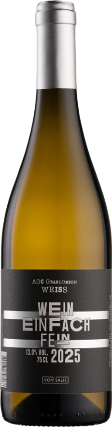 von Salis Wein einfach fein WEISS 2025, 75cl, AOC Graubünden, Pinot Noir, Chardonnay, Sauvignon Blanc, Pinot Blanc, Gewürztraminer, Graubünden, Grand Prix du Vin Suisse: 2