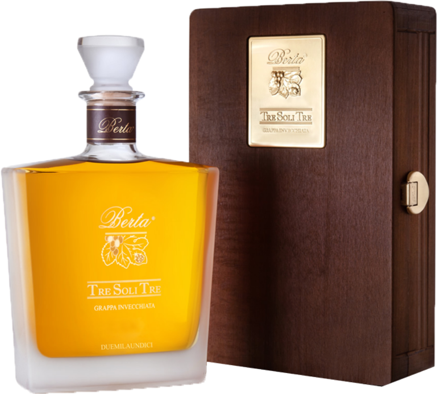 BERTA Grappa Tre Soli Tre 43° 2017, 70cl, Nebbiolo da Barolo Barriques, Nebbiolo