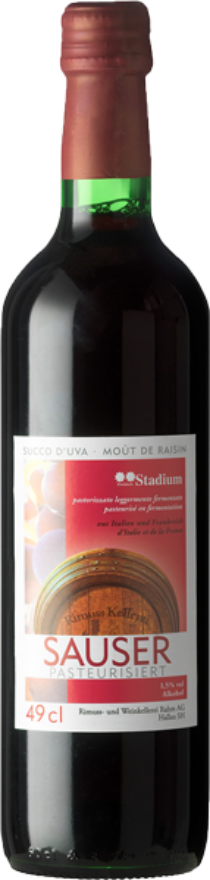 Rimuss **Zweistern Sauser ROT past. 1,5 Vol.%, 49cl, Traubensaft, 15er-Harass, Schaffhausen